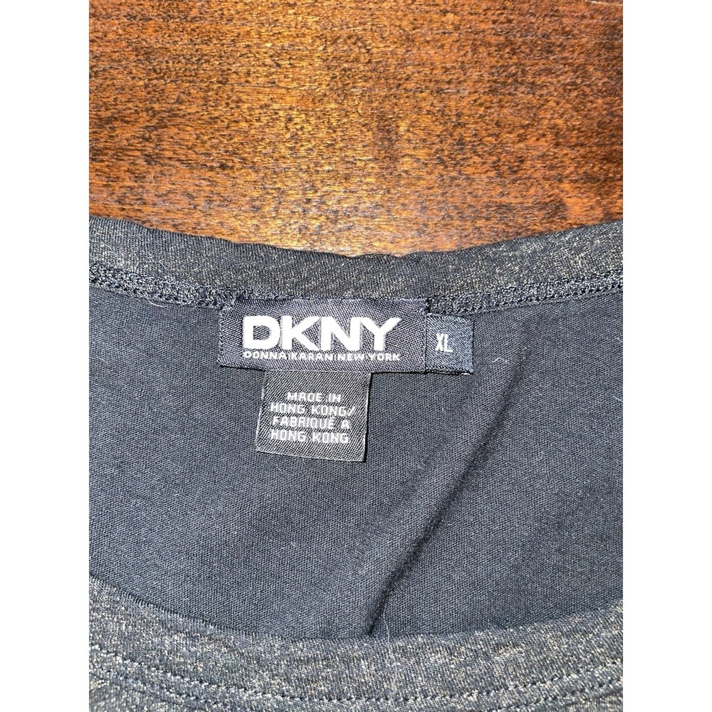 DKNY Women Size XL Sequin T-Shirt Top Blouse Brown Copper Stretch Pullover - Picture 2 of 4